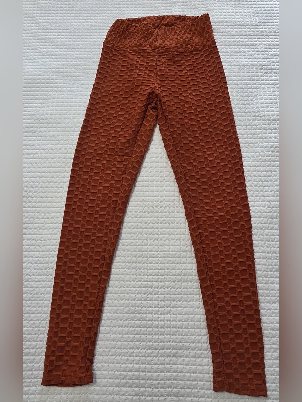 ShoSho Womens Waffle Textured Leggings - Rust Brown
